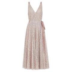 CHRISTIAN DIOR P/E 2019 Squisito abito in pizzo rosa blush da passerella FR 38