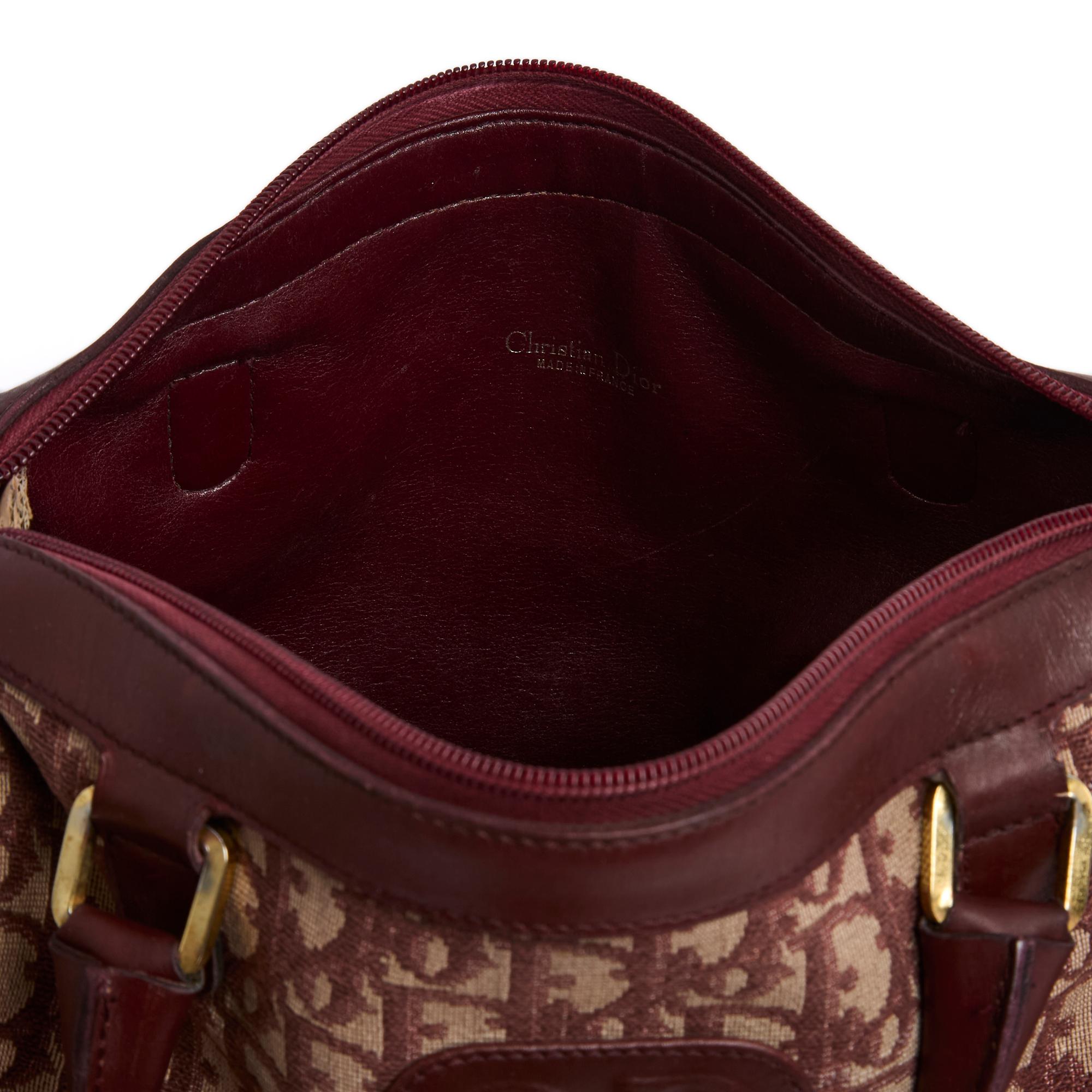 Christian Dior Sac Speedy Boston Burgundy Oblique Canvas and leather Hand Bag 1