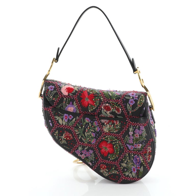 Christian Dior Saddle Bag Embroidered and Beaded Leather Medium at 1stDibs