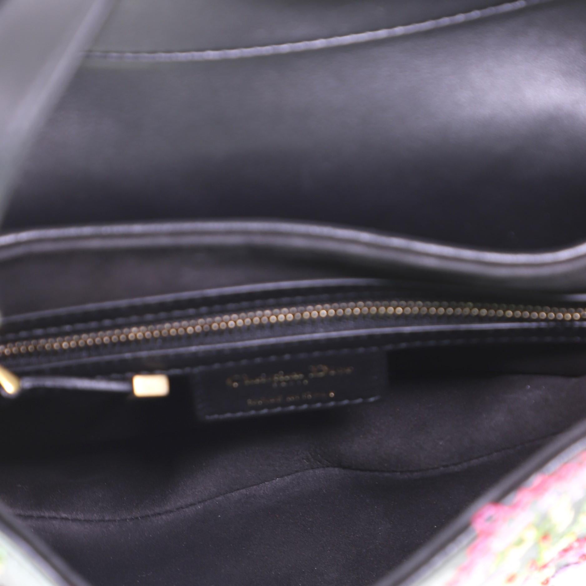 Black Christian Dior Saddle Bag Embroidered and Beaded Leather Medium