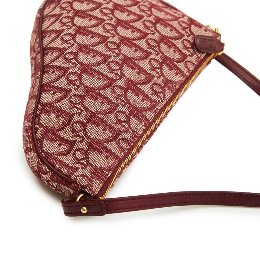 Brown CHRISTIAN DIOR 'Saddle' Bag in Bordeaux Monogram Canvas