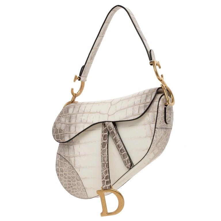 Christian Dior 2021 Himalayan Crocodile Saddle Bag - Neutrals Shoulder  Bags, Handbags - CHR314439