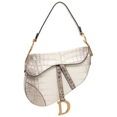 Christian Dior Saddle Bag Medium Matte Niloticus Himalayan Aged Gold Hardware