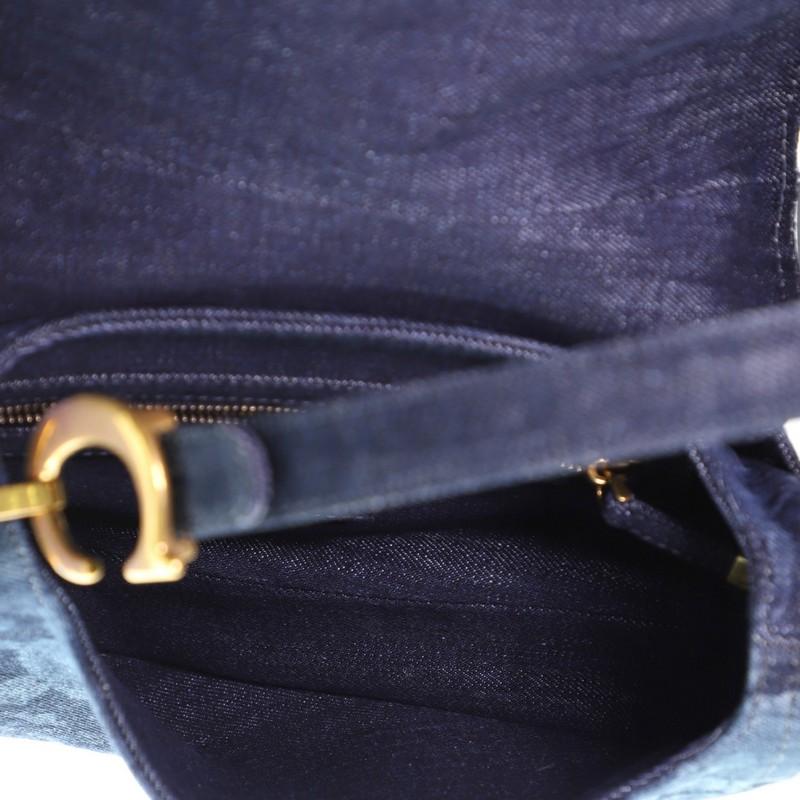 Black Christian Dior Saddle Bag Tie Dye Printed Denim Medium