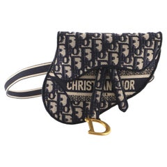 Christian Dior Saddle Belt Bag Logo Embroidered Oblique Canvas