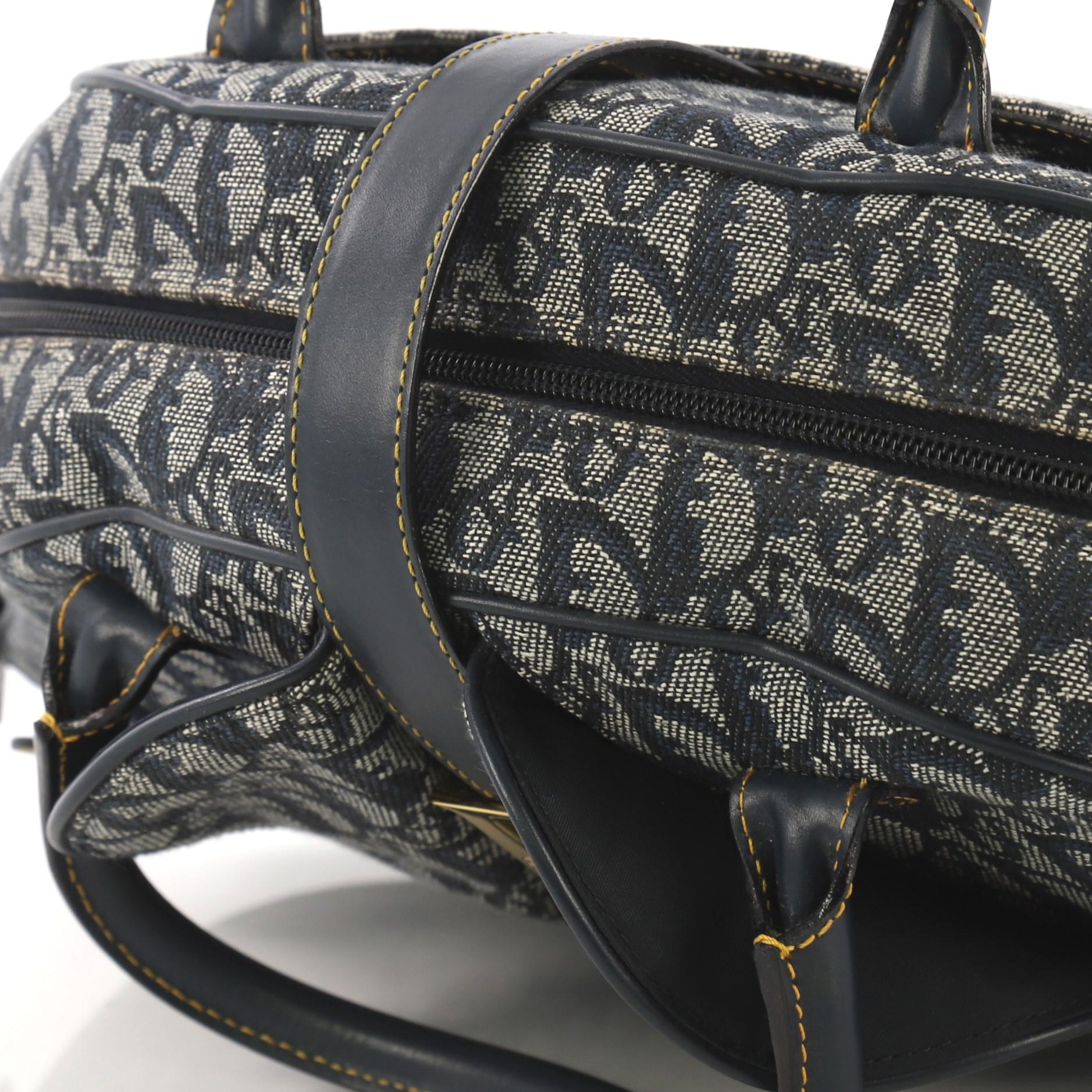 Black Christian Dior Saddle Bowler Bag Diorissimo Canvas Medium