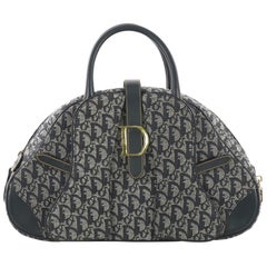 Christian Dior Saddle Bowler Bag Diorissimo Canvas Medium