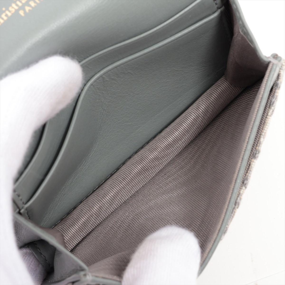 Christian Dior Porte-cartes Saddle en toile et cuir gris en vente 1