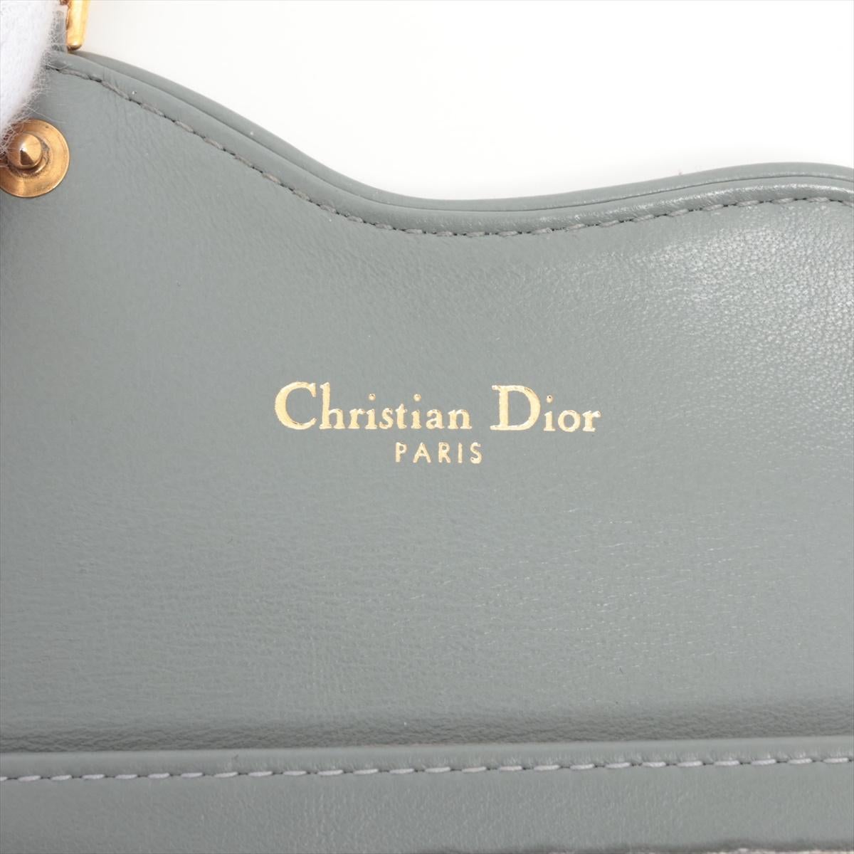 Christian Dior Porte-cartes Saddle en toile et cuir gris en vente 2