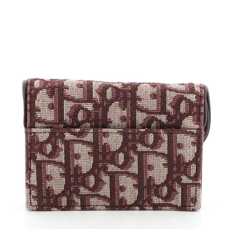 Black Christian Dior  Saddle Card Holder Oblique Canvas
