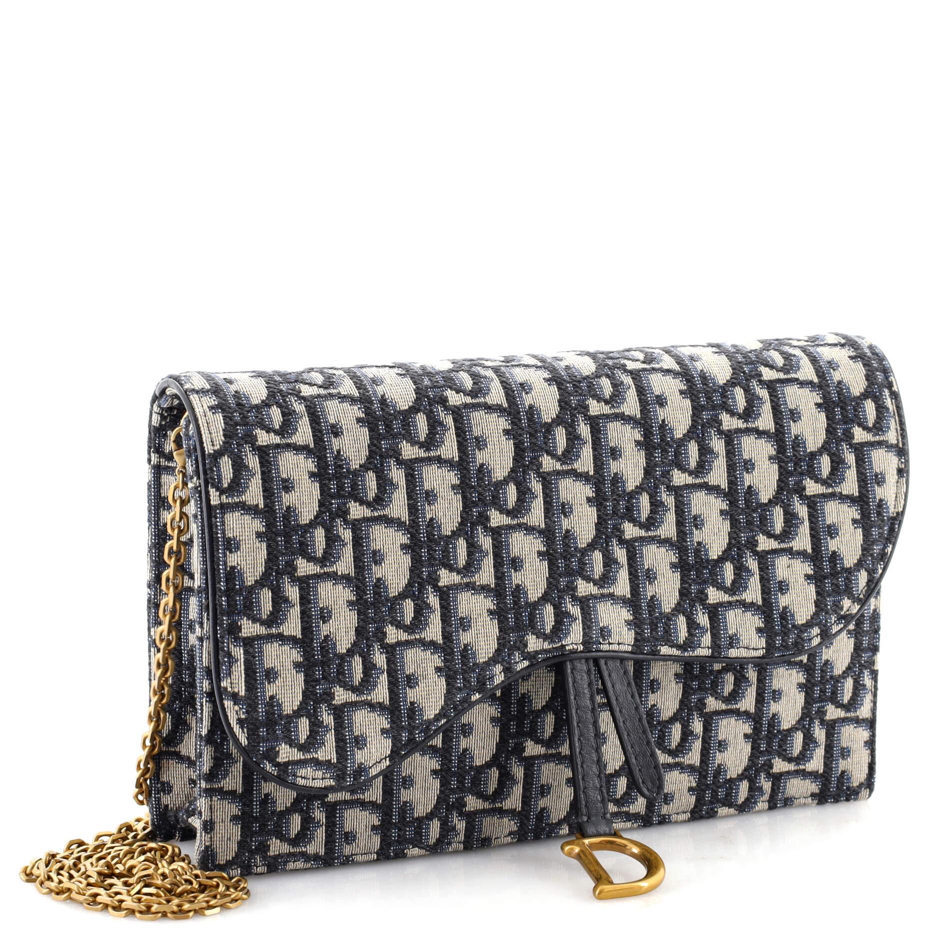 Christian Dior Saddle Chain Clutch Oblique Canvas at 1stDibs