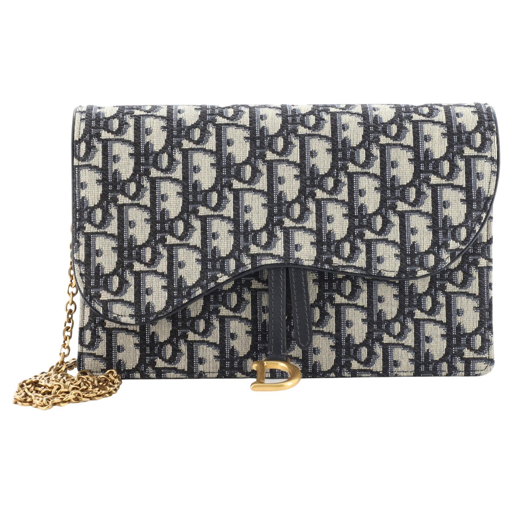 Christian Dior Saddle Chain Clutch Oblique Canvas