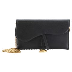 Christian Dior Saddle Chain Wallet Leather