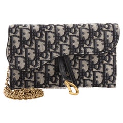 Christian Dior Portemonnaie mit Sattelkette aus Segeltuch
