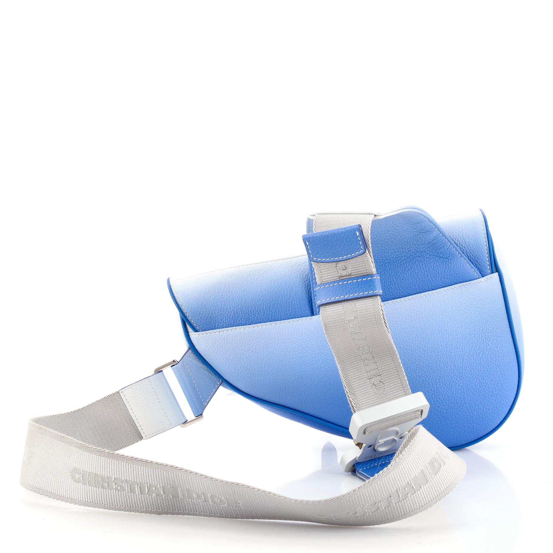 Blue Christian Dior Saddle Crossbody Bag Leather
