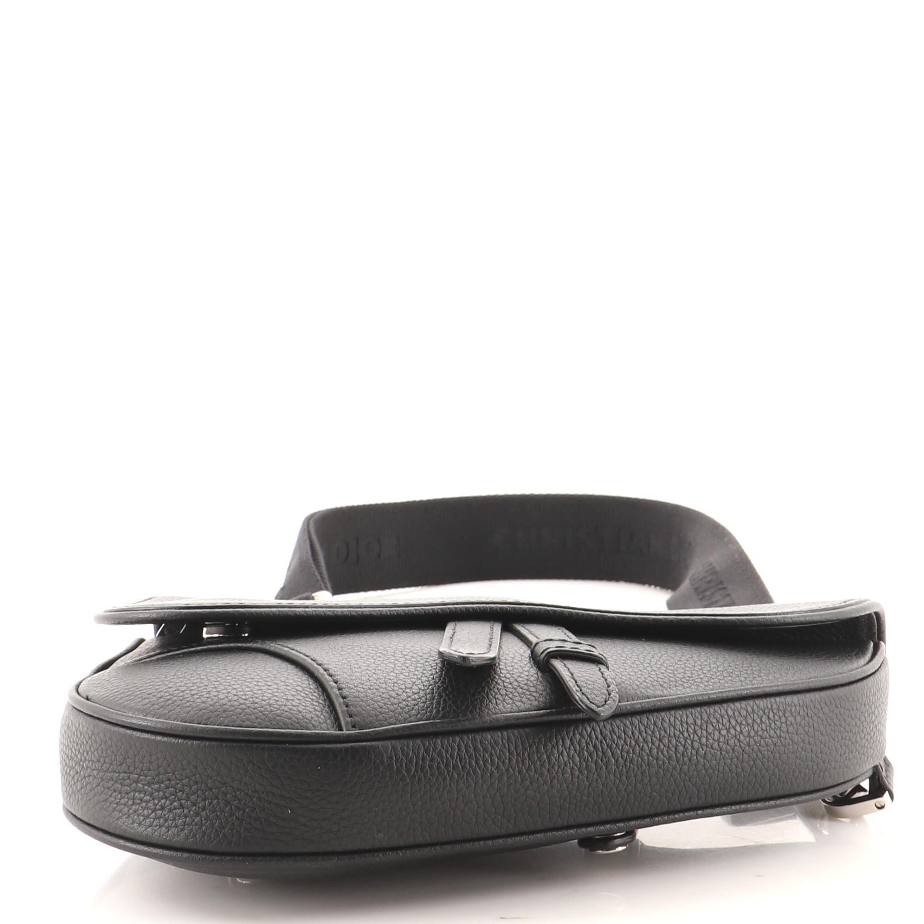 Black Christian Dior Saddle Crossbody Bag Leather Mini
