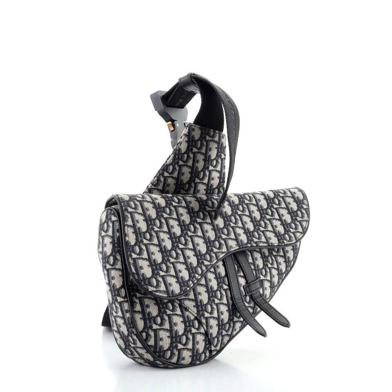Christian Dior Umhängetasche aus schrägem Segeltuch mit Sattel (Schwarz)