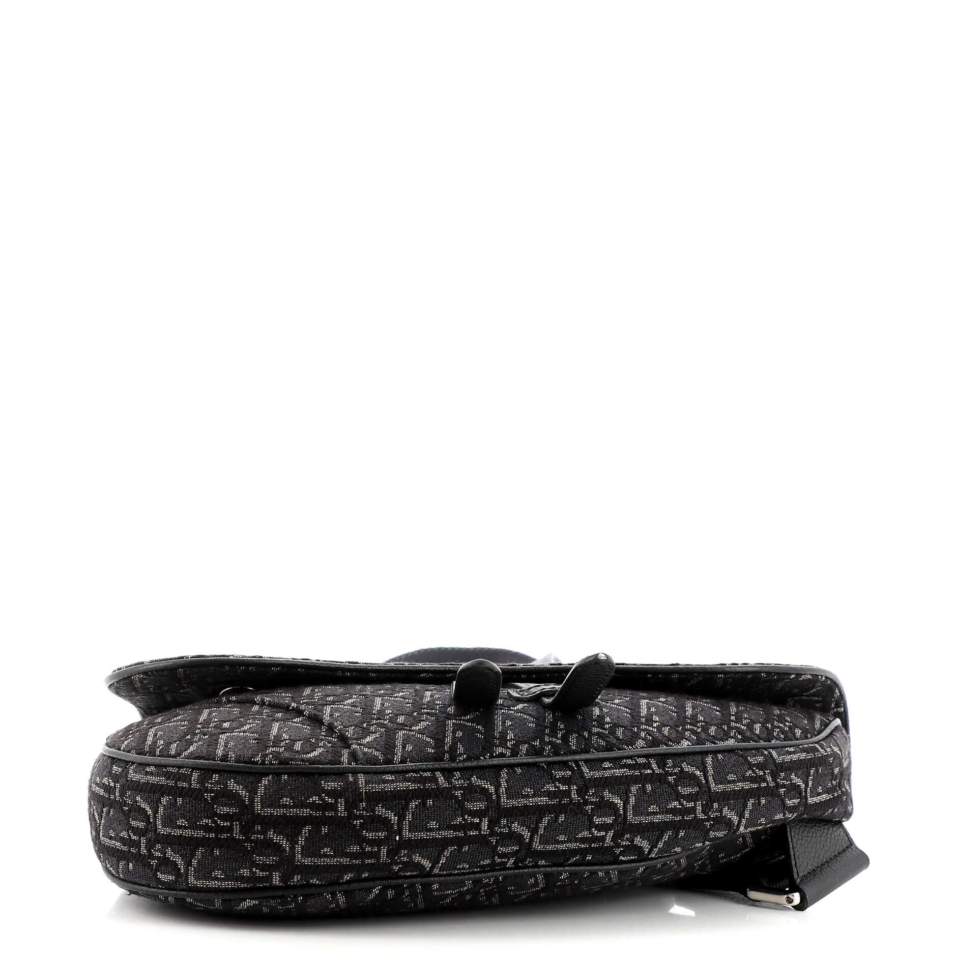 Black Christian Dior Saddle Crossbody Bag Oblique Canvas
