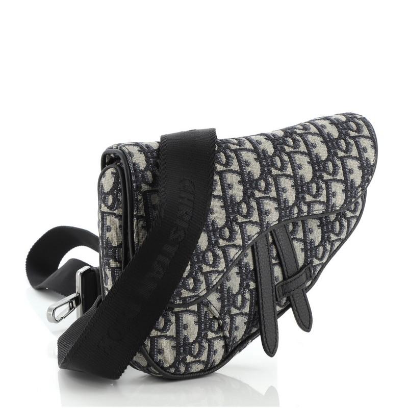 Black Christian Dior Saddle Crossbody Bag Oblique Canvas Mini