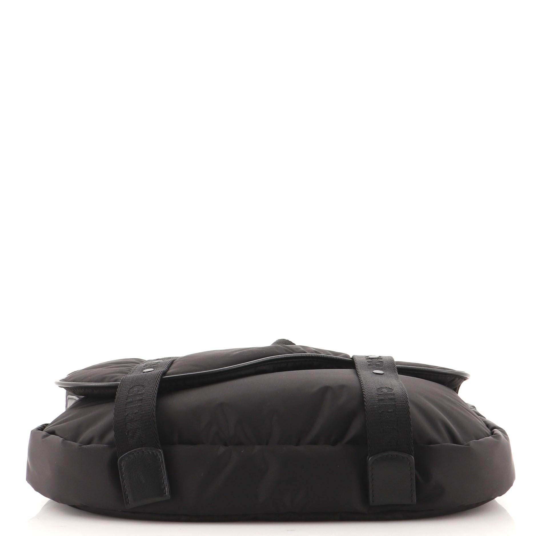 Black Christian Dior Saddle Flap Messenger Bag Nylon Medium
