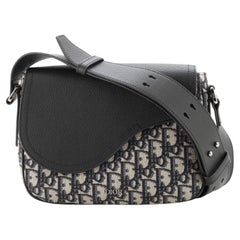 Christian Dior Saddle Flap Messenger Bag Oblique Canvas and Leather Mini
