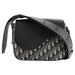Christian Dior Saddle Flap Messenger Bag Oblique Canvas and Leather Mini