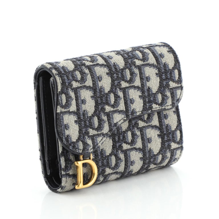 saddle wallet gray dior oblique jacquard