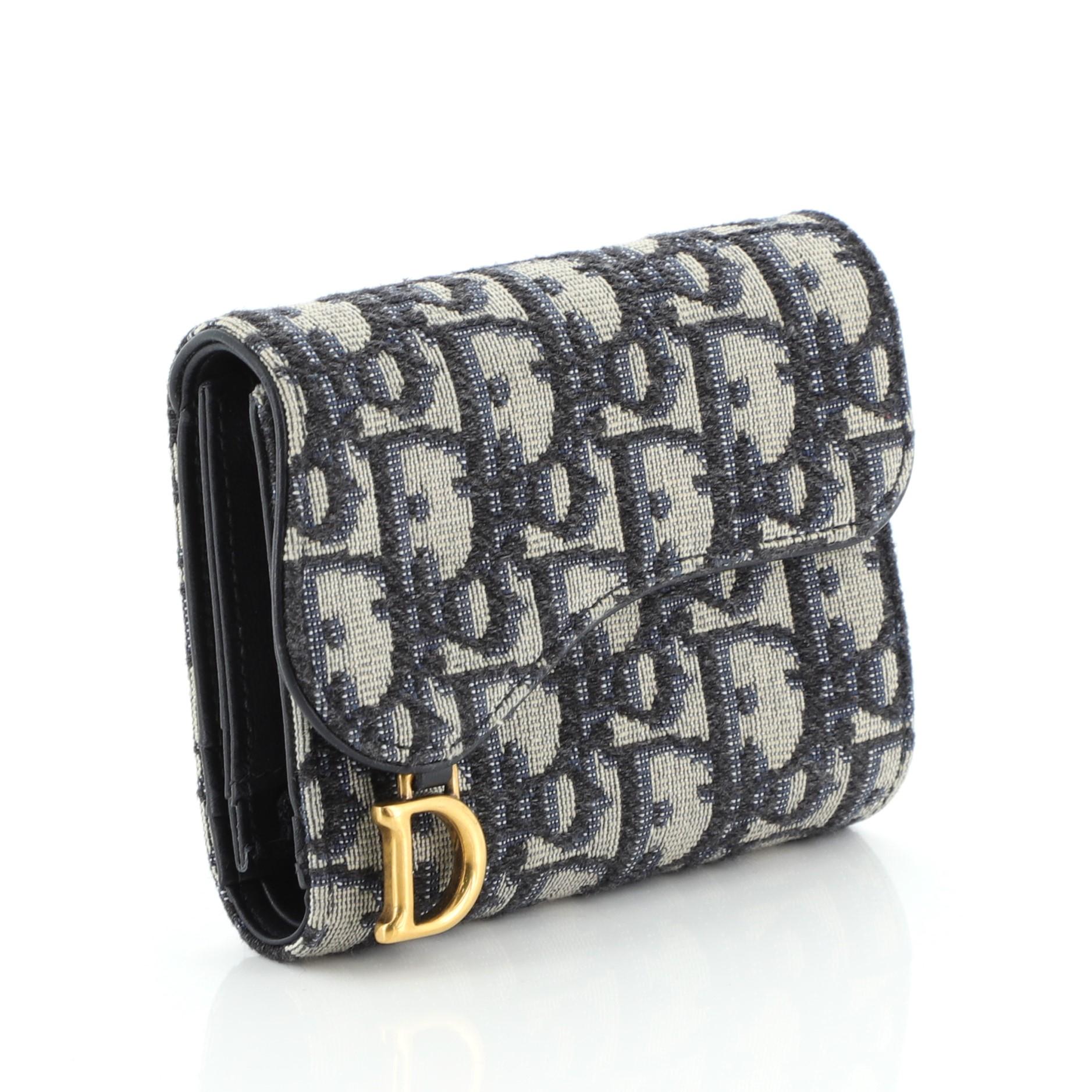 Christian Dior Saddle Flap Wallet Oblique Canvas Mini