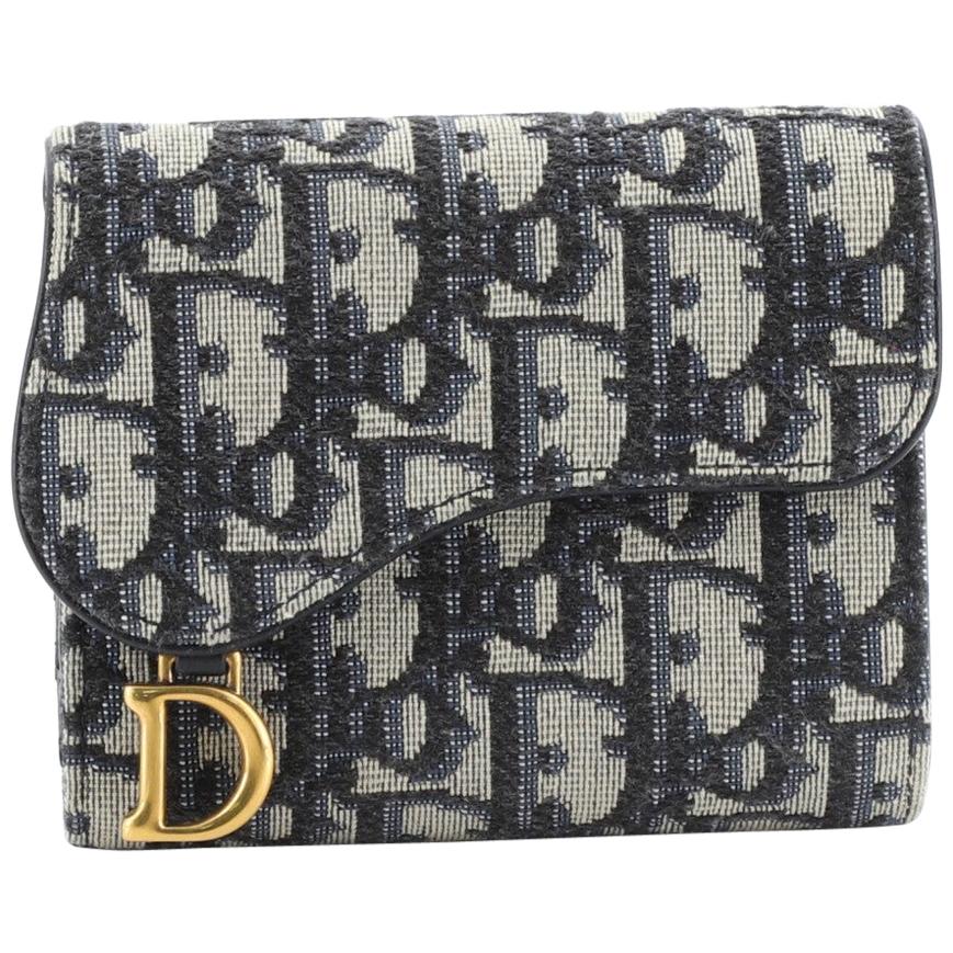 Christian Dior Saddle Flap Wallet Oblique Canvas Mini at 1stDibs