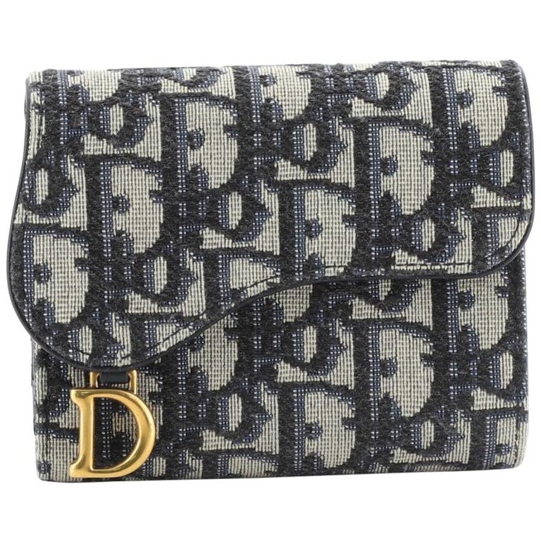 DIOR SADDLE FLAP CARD HOLDER IN BLUE OBLIQUE REVIEW