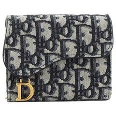 Christian Dior Sattelklappe Brieftasche Oblique Canvas Mini