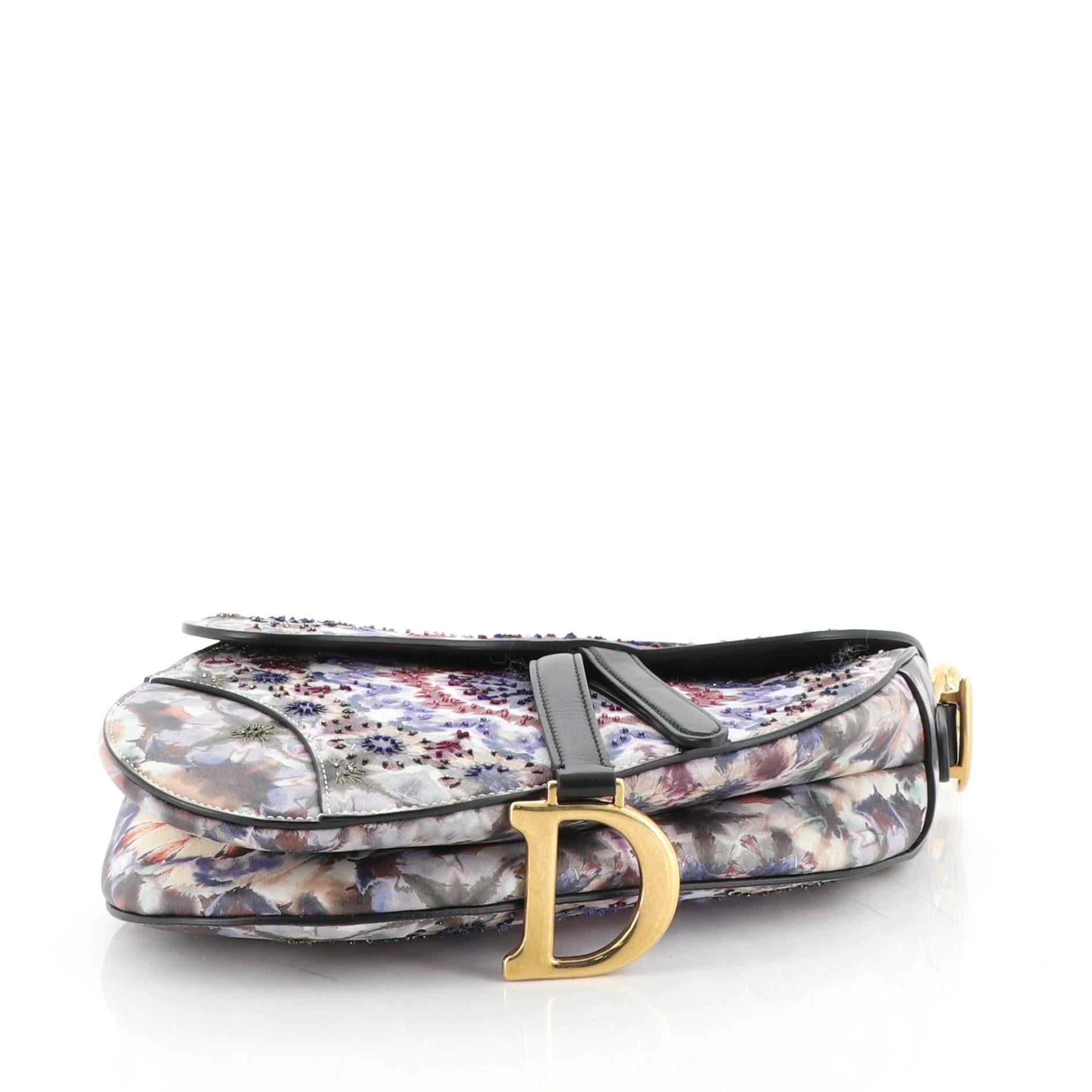 Christian Dior Saddle Handbag Beaded KaleiDiorscopic Calfskin Medium In Good Condition In NY, NY