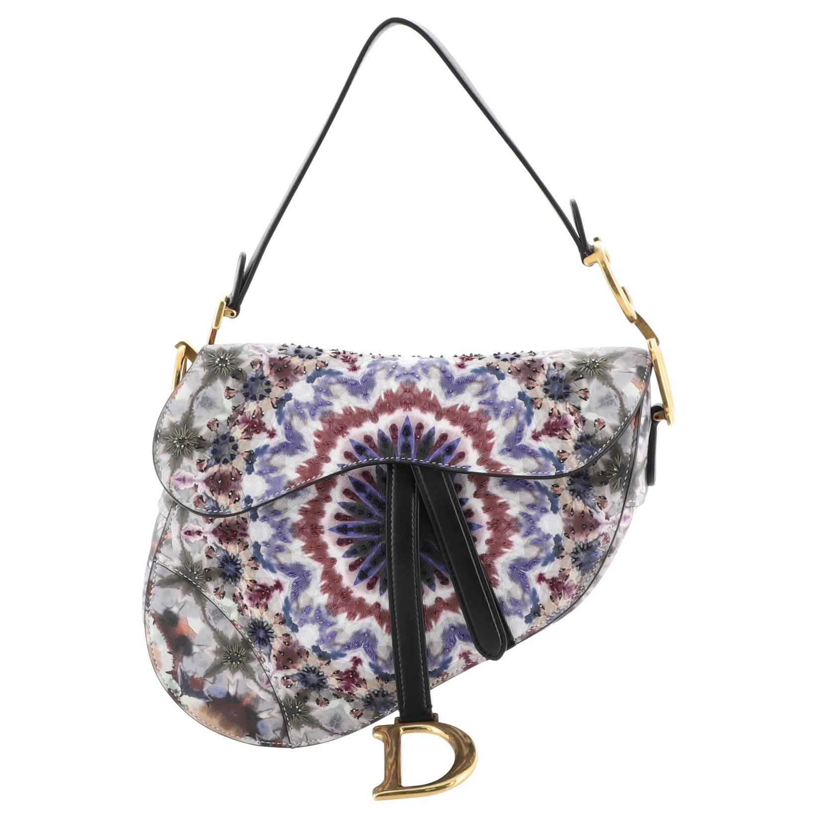 DIOR  HANDPAINTED AND BEADED MINI SADDLE BAG FROM THE