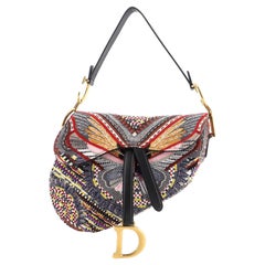 Christian Dior Saddle Handbag Embroidered and Beaded Fabric Medium