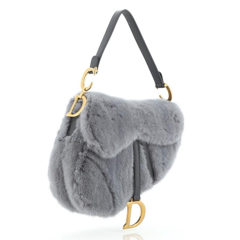 dior fur saddle bag