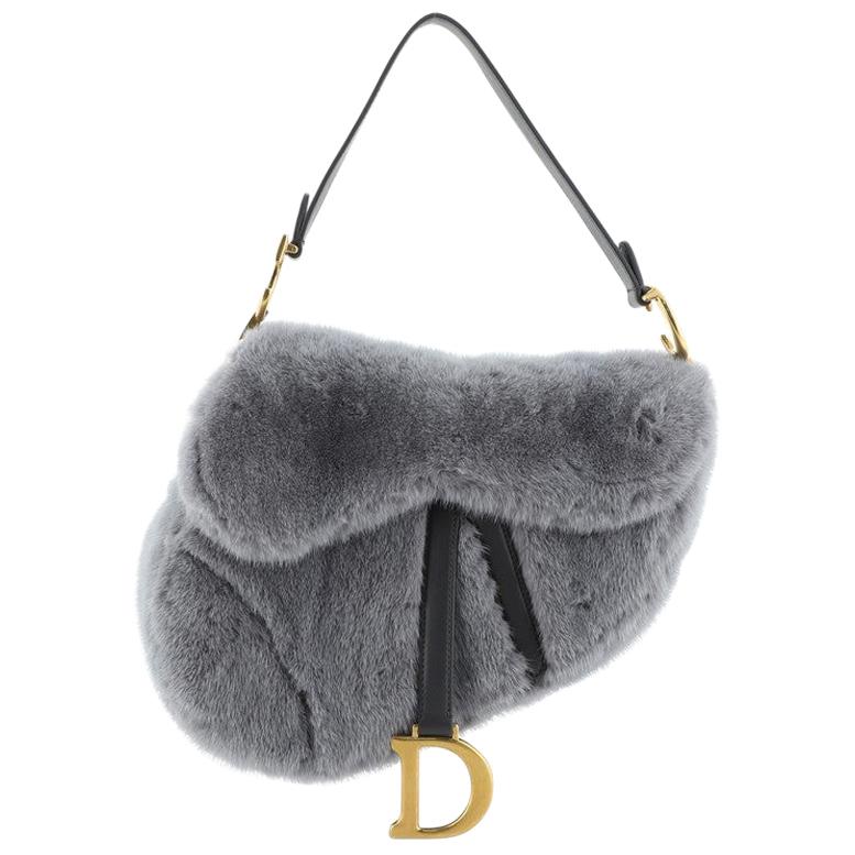Christian Dior Saddle Handbag Fur Medium