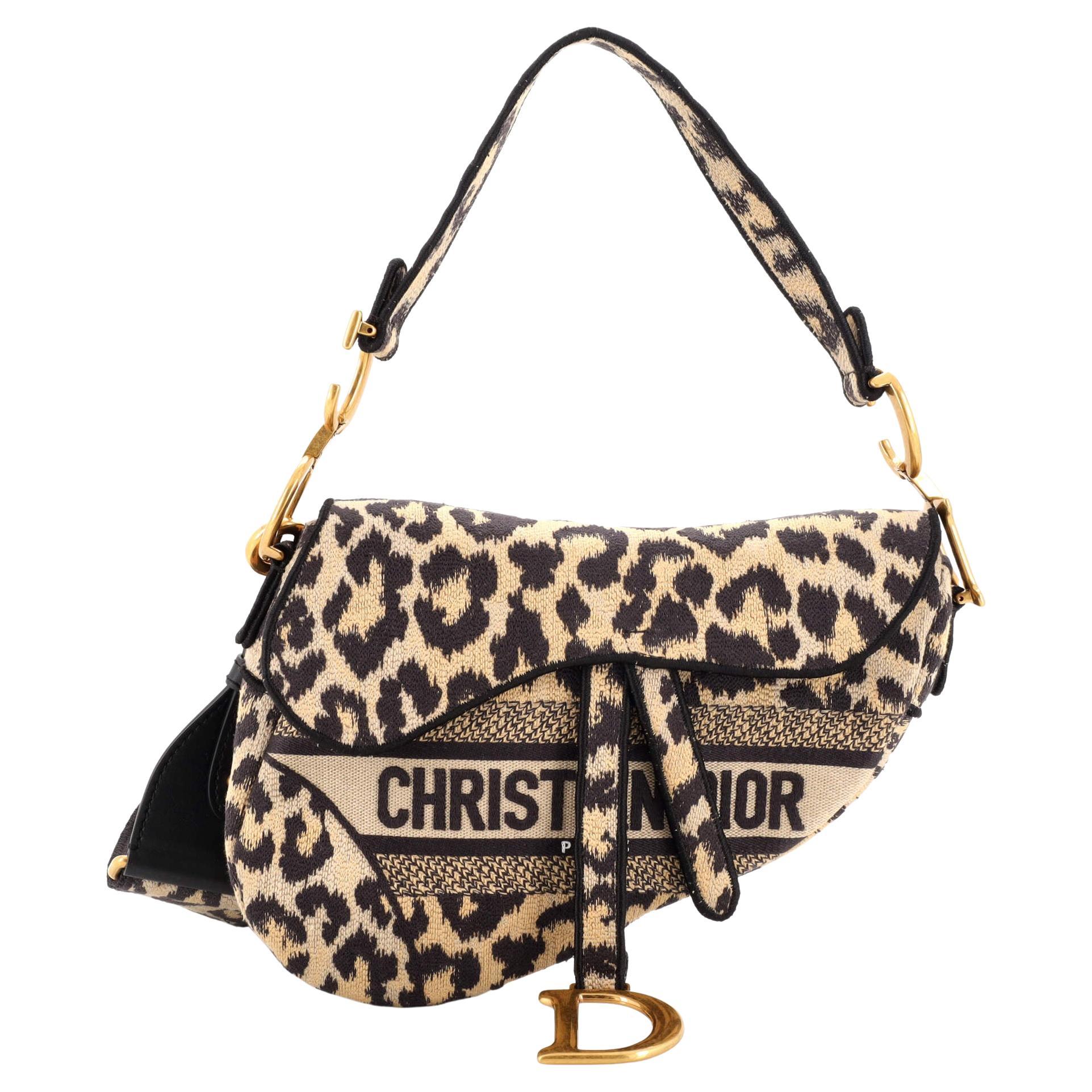 Christian Dior Saddle Handbag Mizza Embroidered Canvas Medium