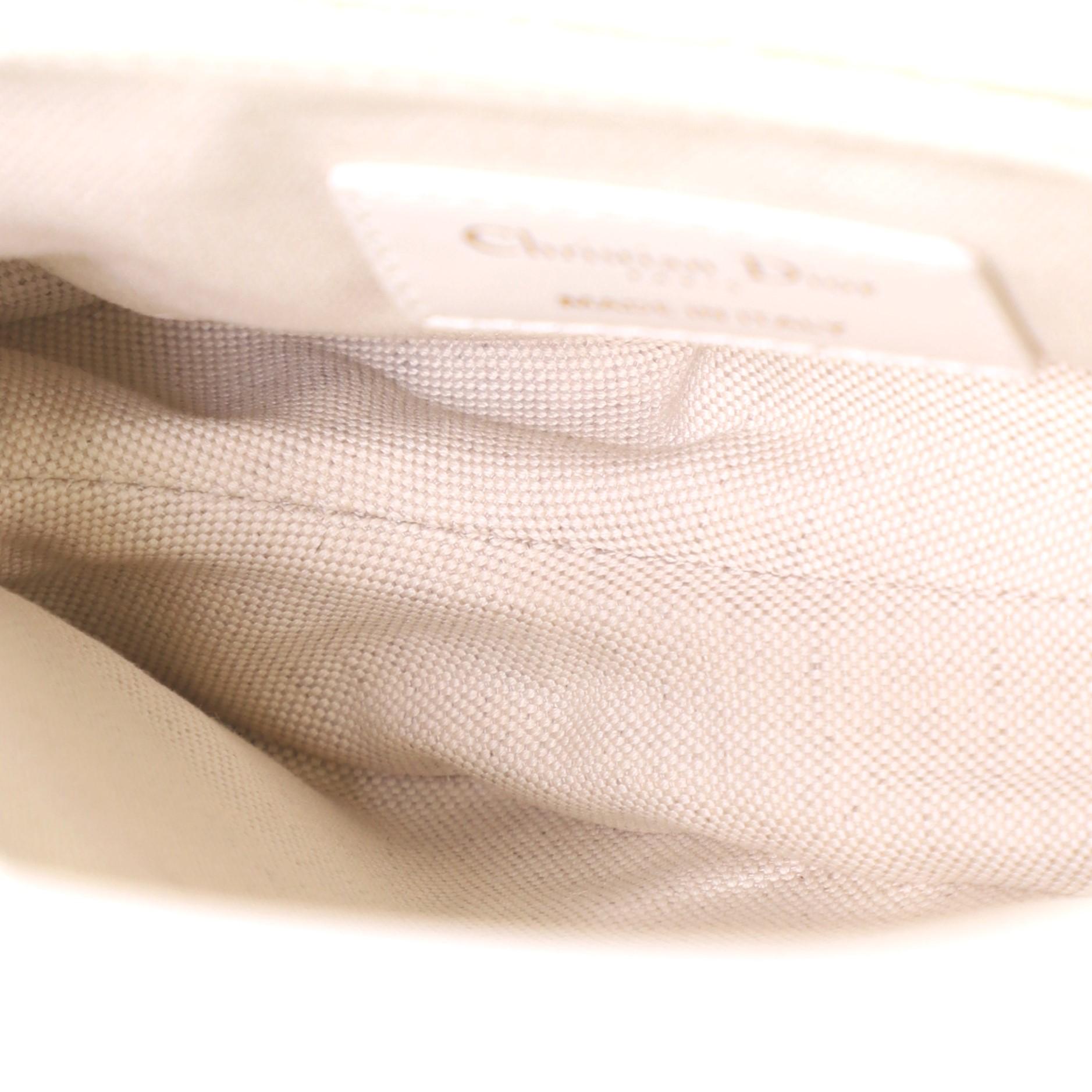 White Christian Dior Saddle Handbag Oblique Canvas Mini