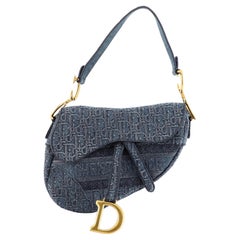 Christian Dior Saddle Handbag Oblique Denim Medium