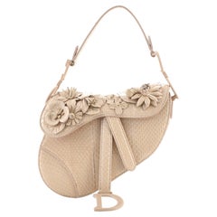 Christian Dior Saddle Handbag Python with Applique Mini