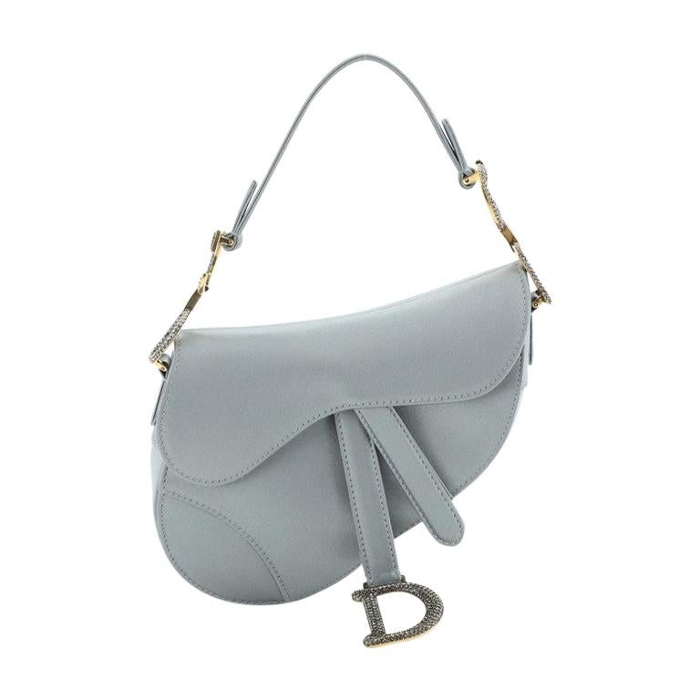Christian Dior Saddle Handbag Satin with Crystals Mini