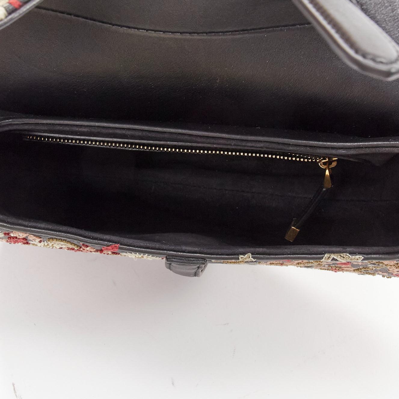 CHRISTIAN DIOR Saddle Limited Edition black colourful ethnic beads shoulder bag For Sale 5