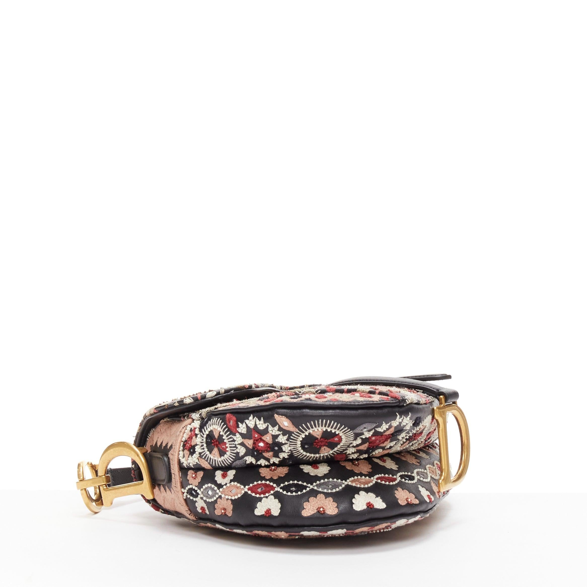 CHRISTIAN DIOR Saddle Limited Edition black colourful ethnic beads shoulder bag For Sale 1