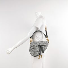 Christian Dior Saddle Medium Grey Canvas Animal Prints Tiger Snake Monkey
