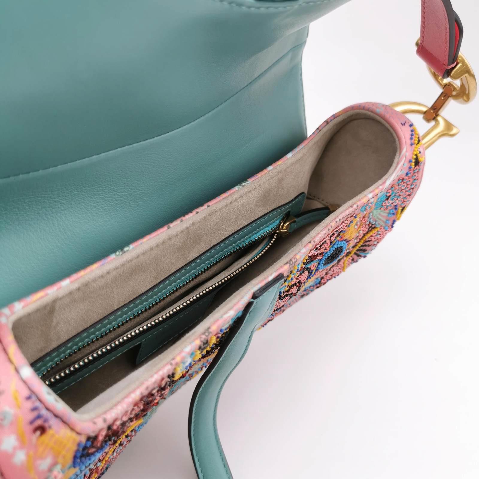 Christian Dior Saddle Medium Multicolor Beads and Calfskin Leather Shoulder Bag 2