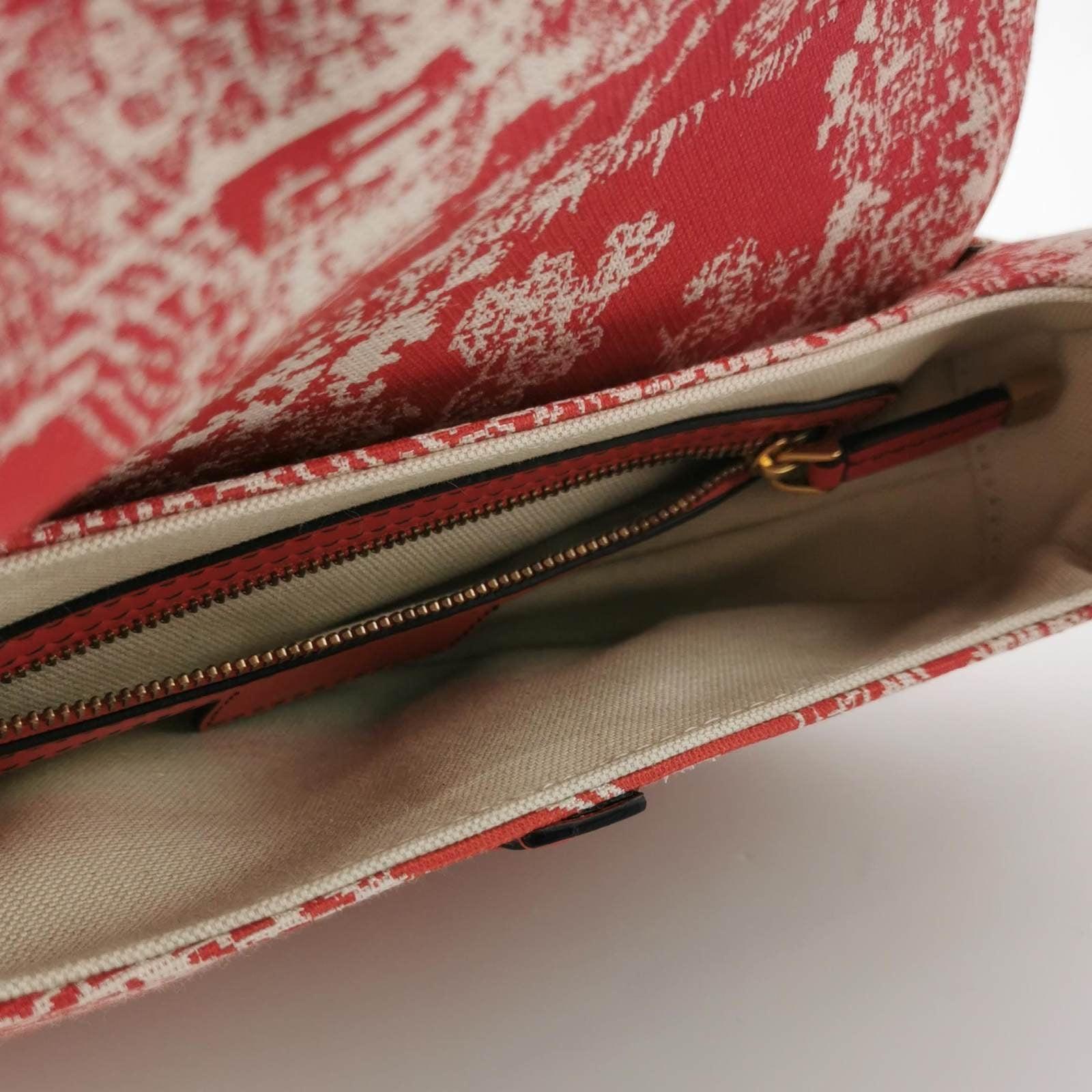 Christian Dior Saddle Medium Red Canvas Animal Prints Tiger Snake Monkey 2
