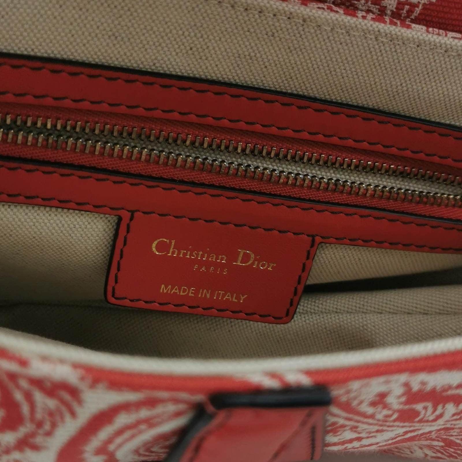 Christian Dior Saddle Medium Red Canvas Animal Prints Tiger Snake Monkey 3