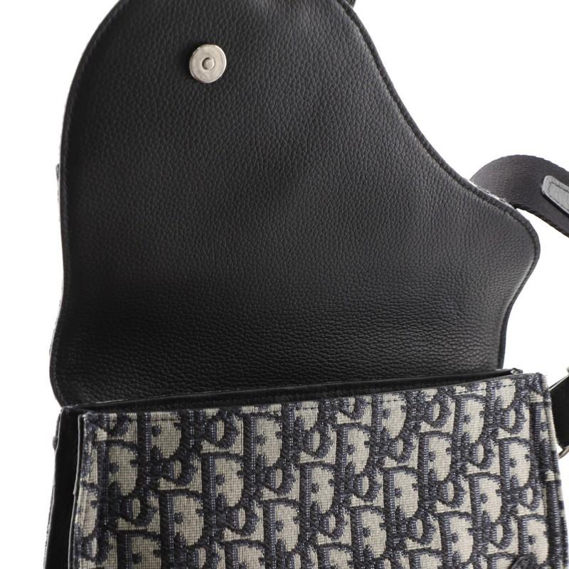 Black Christian Dior Saddle Messenger Bag Oblique Canvas