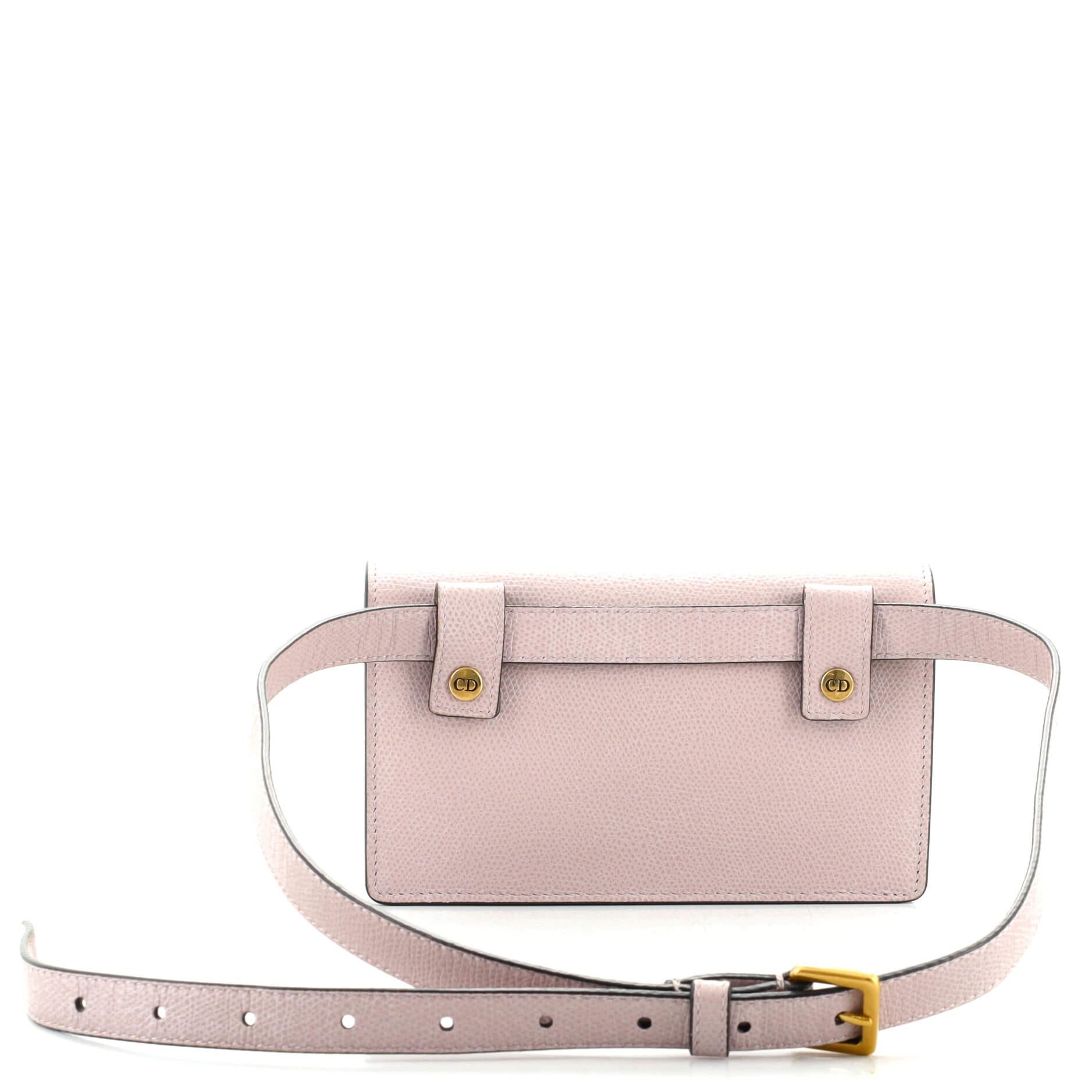 Brown Christian Dior Saddle Rectangular Belt Bag Leather