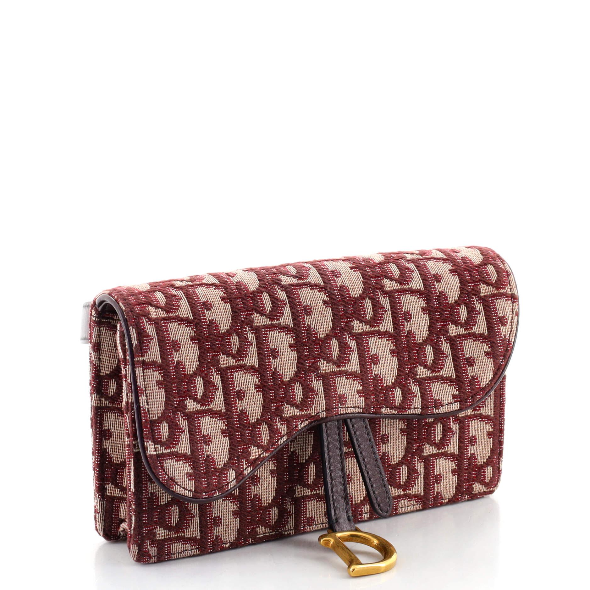 Brown Christian Dior Saddle Rectangular Belt Bag Oblique Canvas